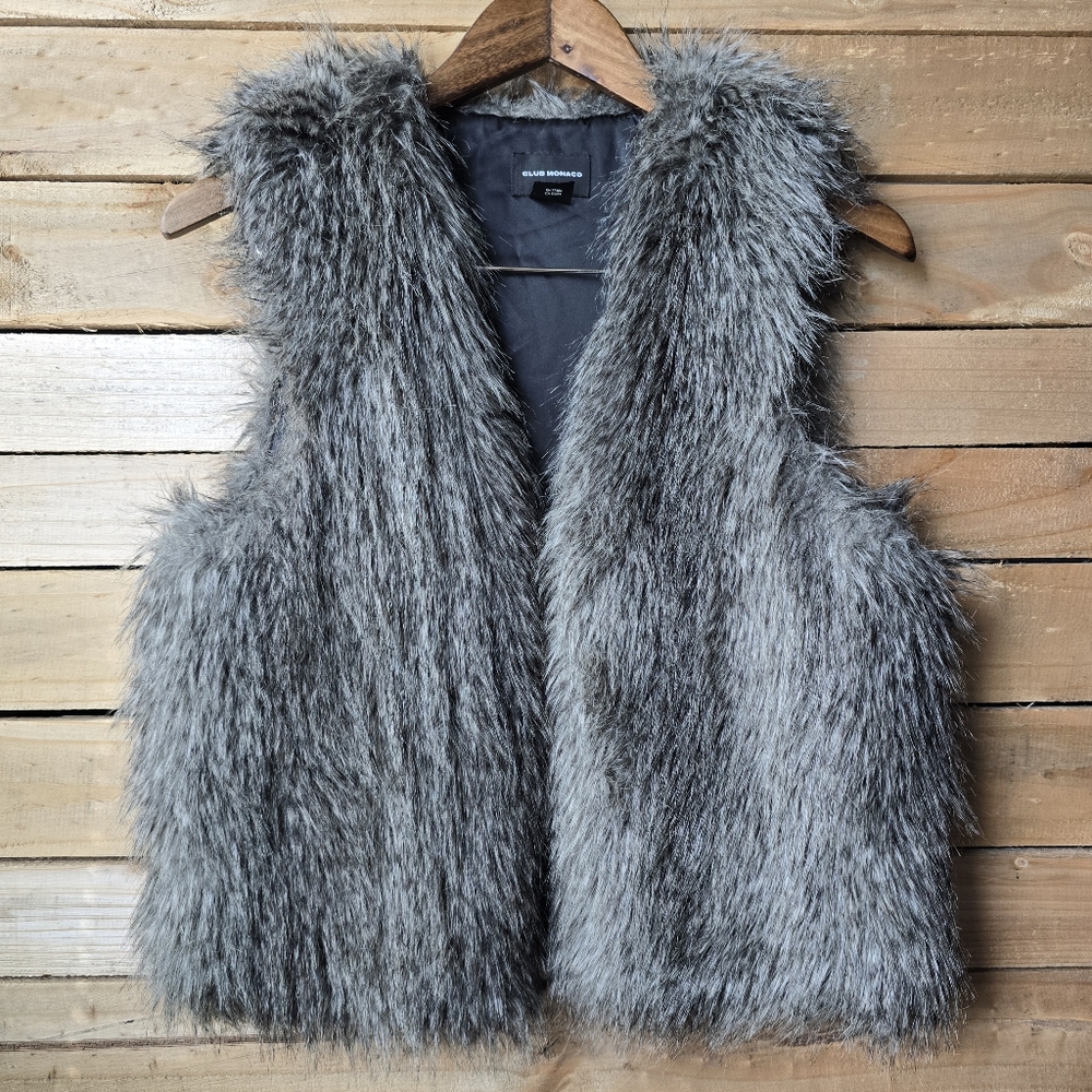 Club Monaco Open Front Faux Fur Vest Womens Small